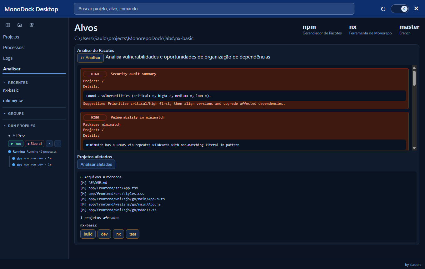 MonoDock runtime and logs